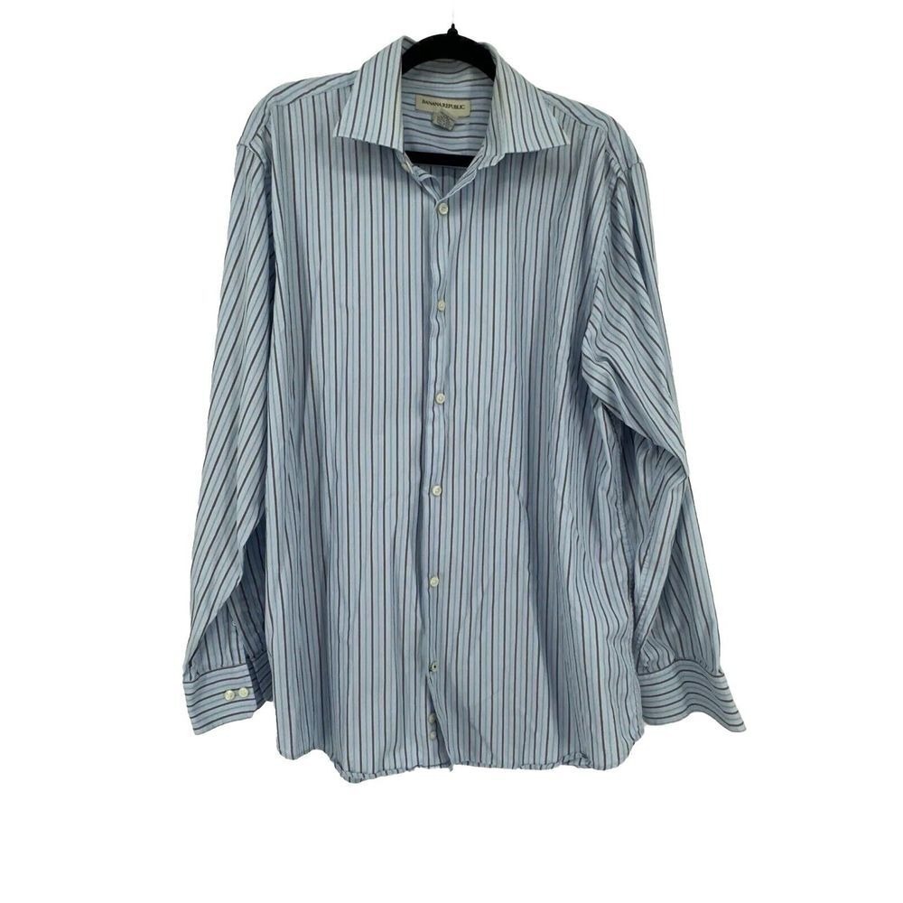 Banana Republic Mens XL Long Sleeve Button Up Cotton Shirt Multicolor Stripes - Picture 3 of 8